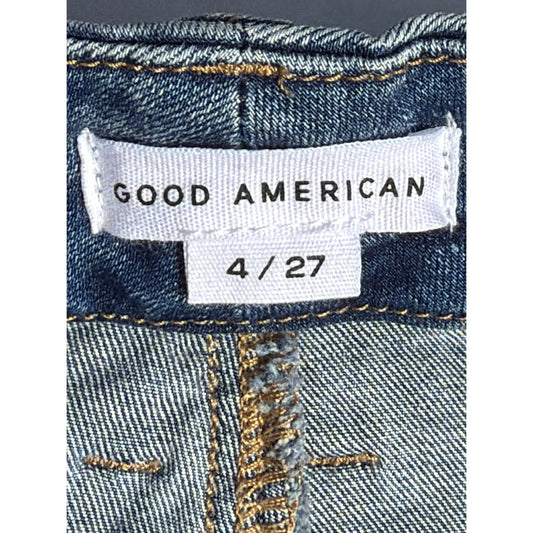 Good American Good Curve Size 4/27 Med Wash Mid Rise Slim Ripped Jeans