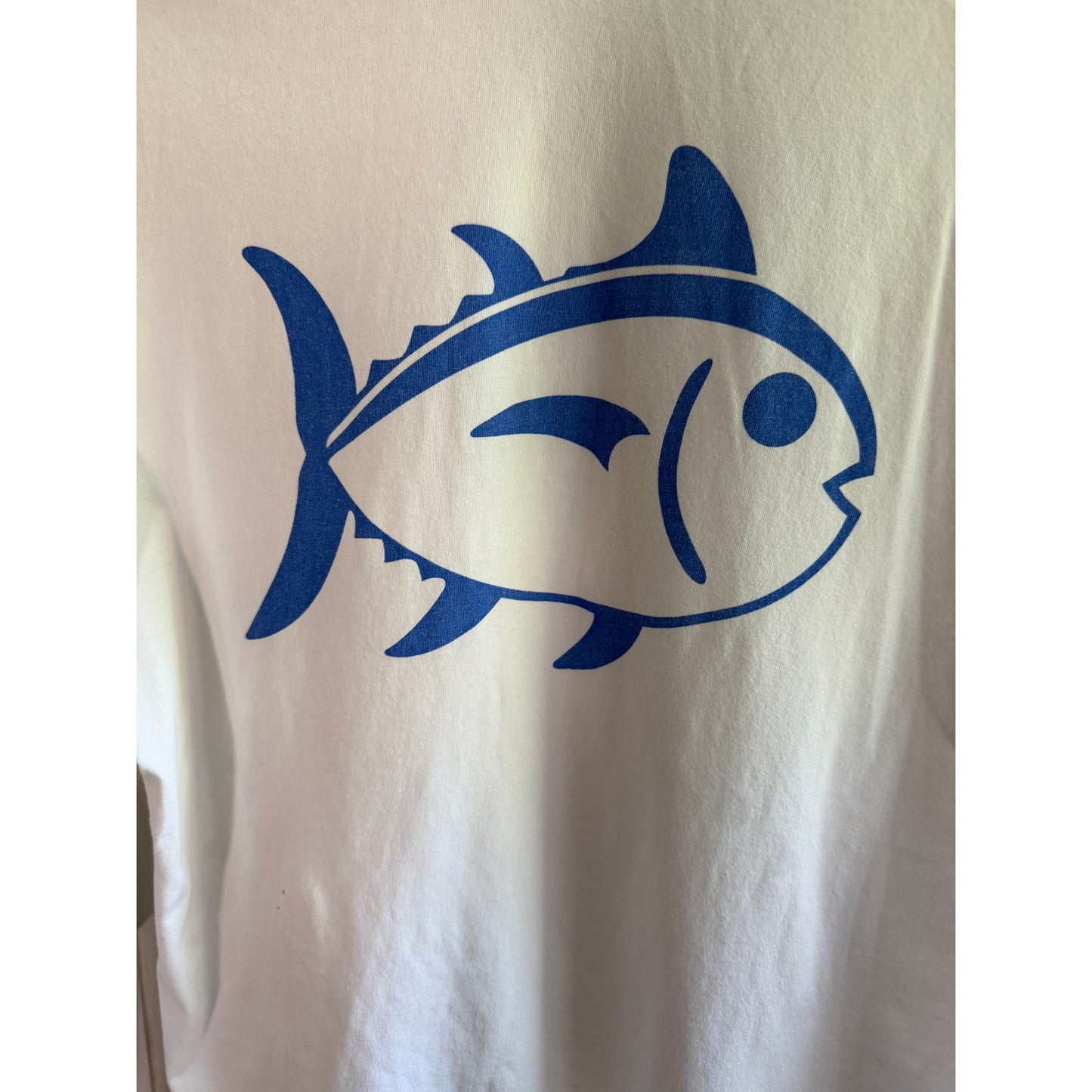 Southern Tide Hoodie Shirt Small White Big Skipjack Fish Logo Long Sleeve EUC