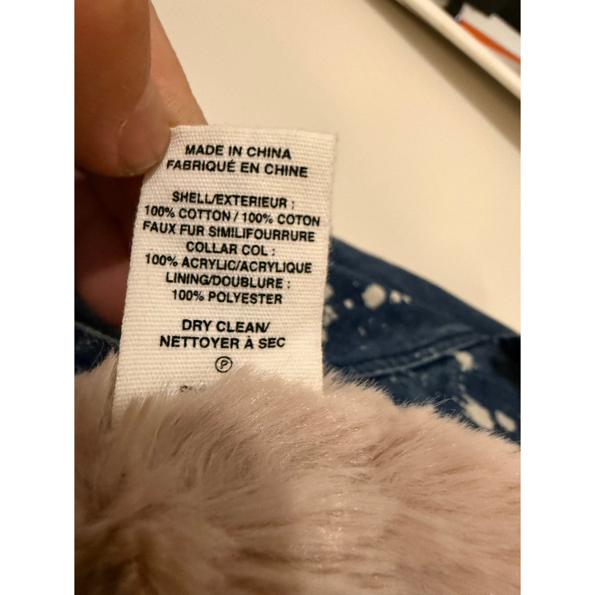 Avec Les Filles Distressed Denim Coat with Removable Faux Fur Lining - Small (Oversized)