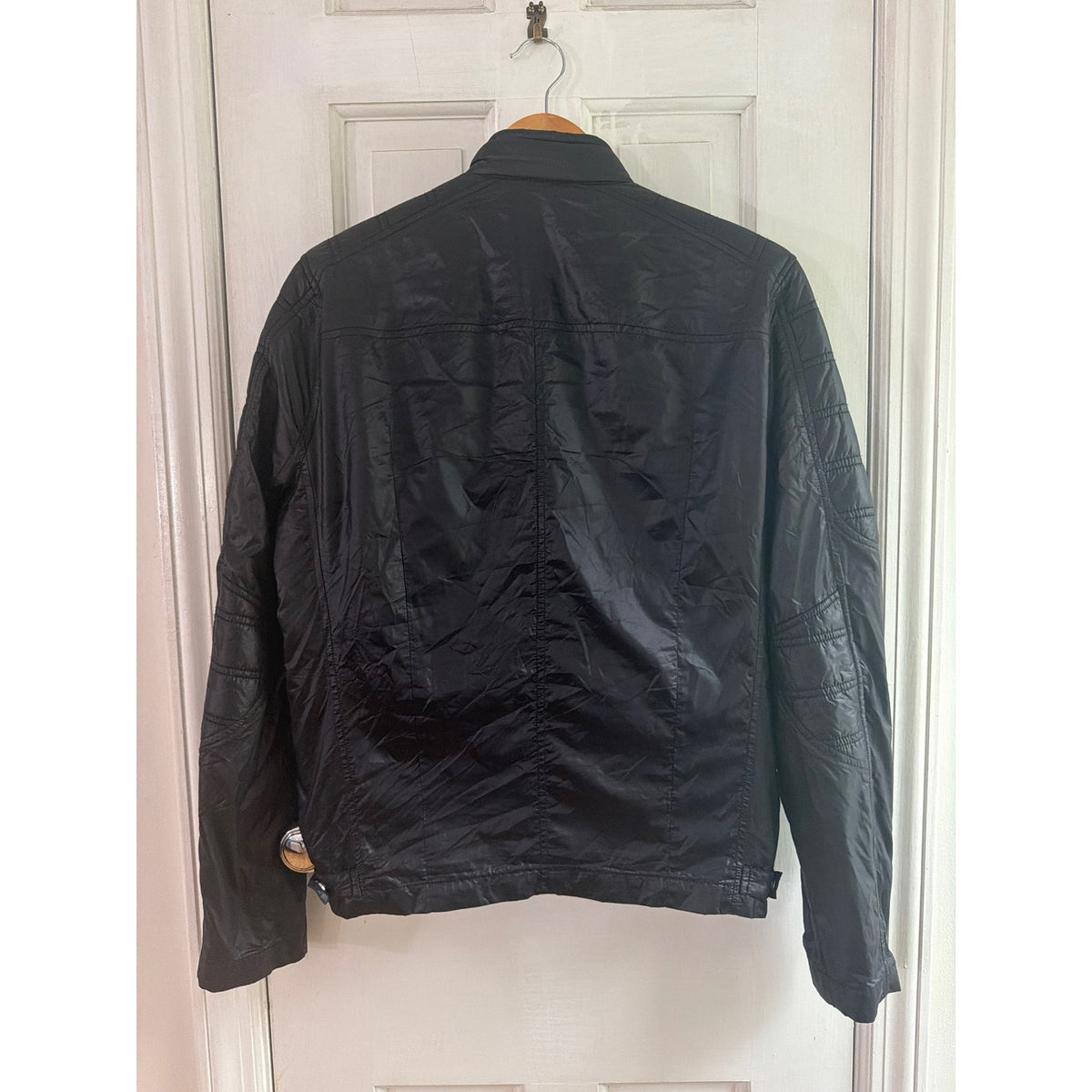 Armani Exchange Men's Nylon Moto Jacket Medium Black Zip