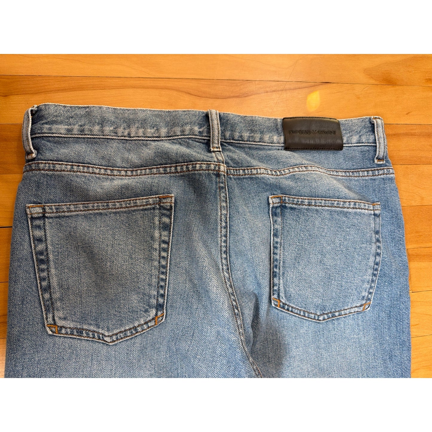 Emporio Armani Size 34 Light Wash Relax Fit Straight Leg Jeans