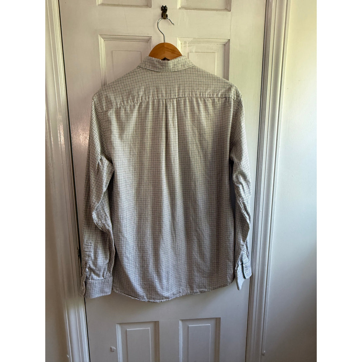 J Mclaughlin Button Down White Brown Check Size Small