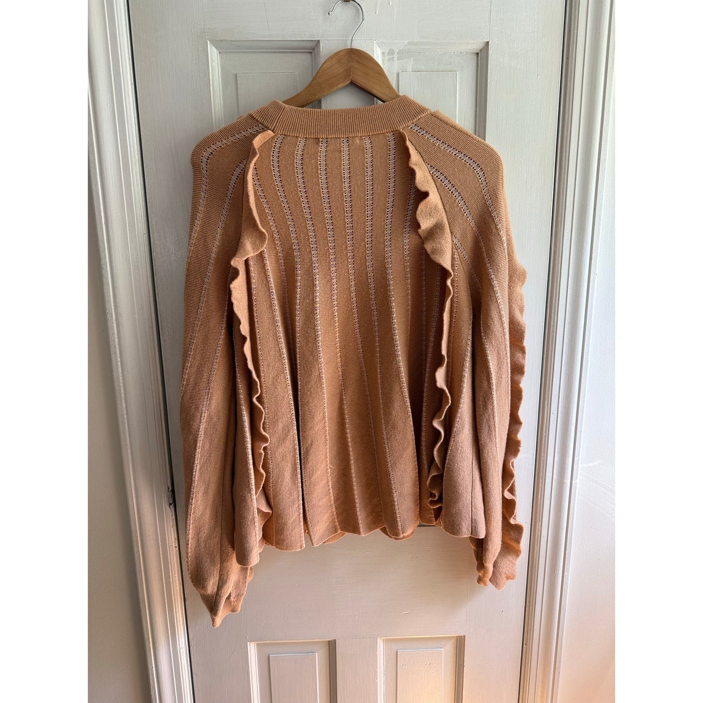 Rebecca Taylor Sweater Large L Camel Tan Brown Ribbed Knit Wool Pullover
