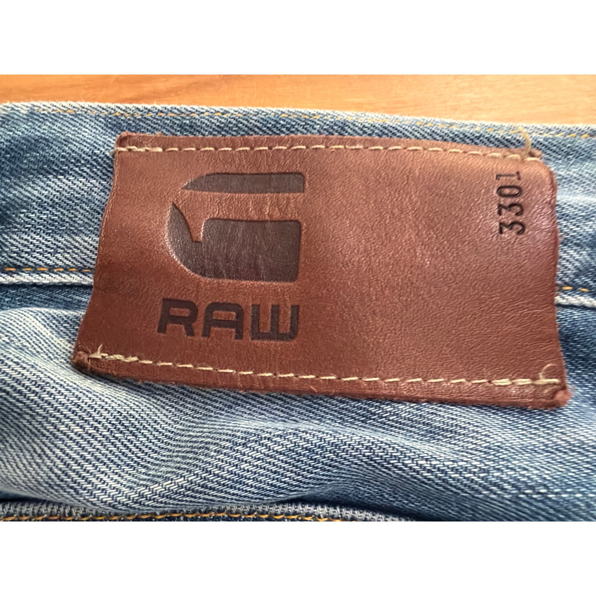 G-Star Raw "3301" 29W Classic Faded Distress Denim Jean