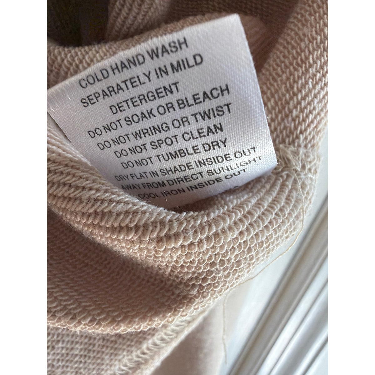 Sabo Skirt Beige Raw Hem Exposed Seam Cropped Sweatshirt Size M