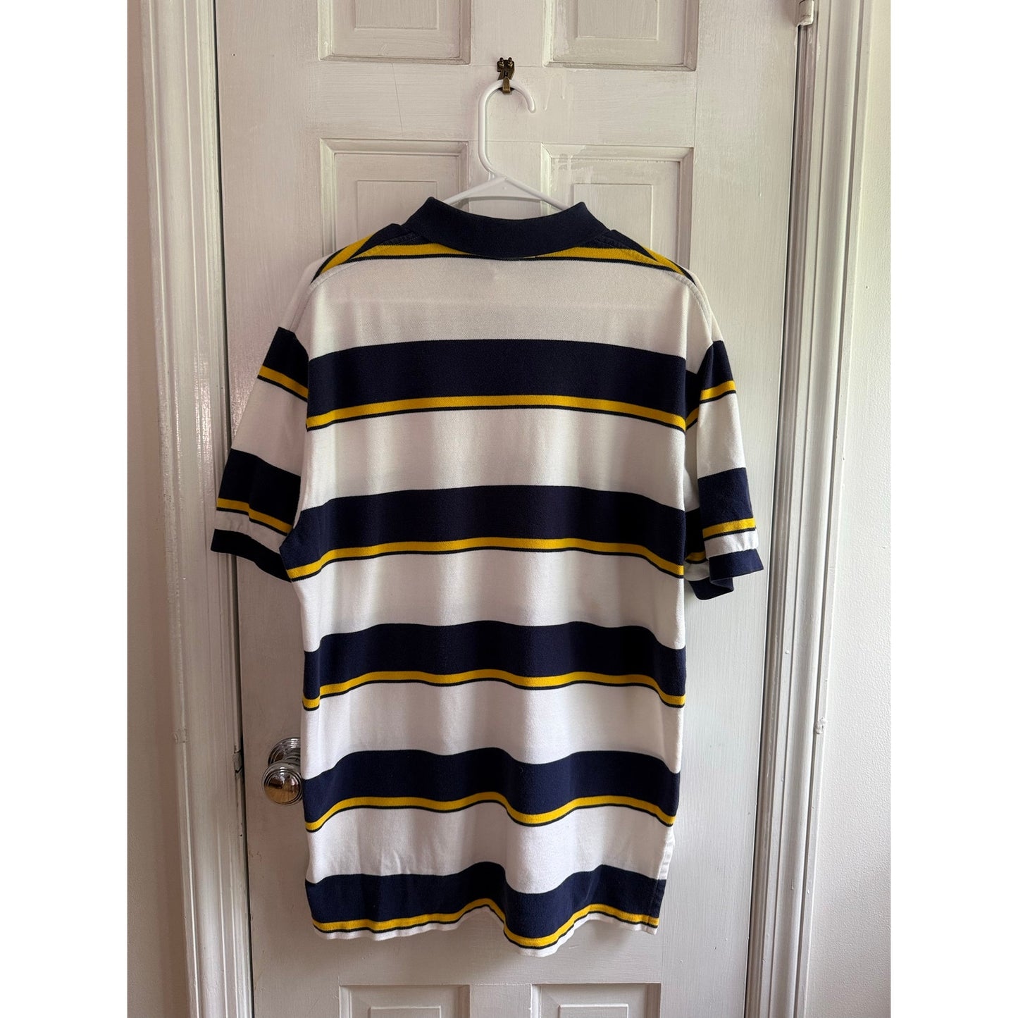 Vintage Y2K Polo Ralph Lauren Polo White w/ Navy Gold Strips