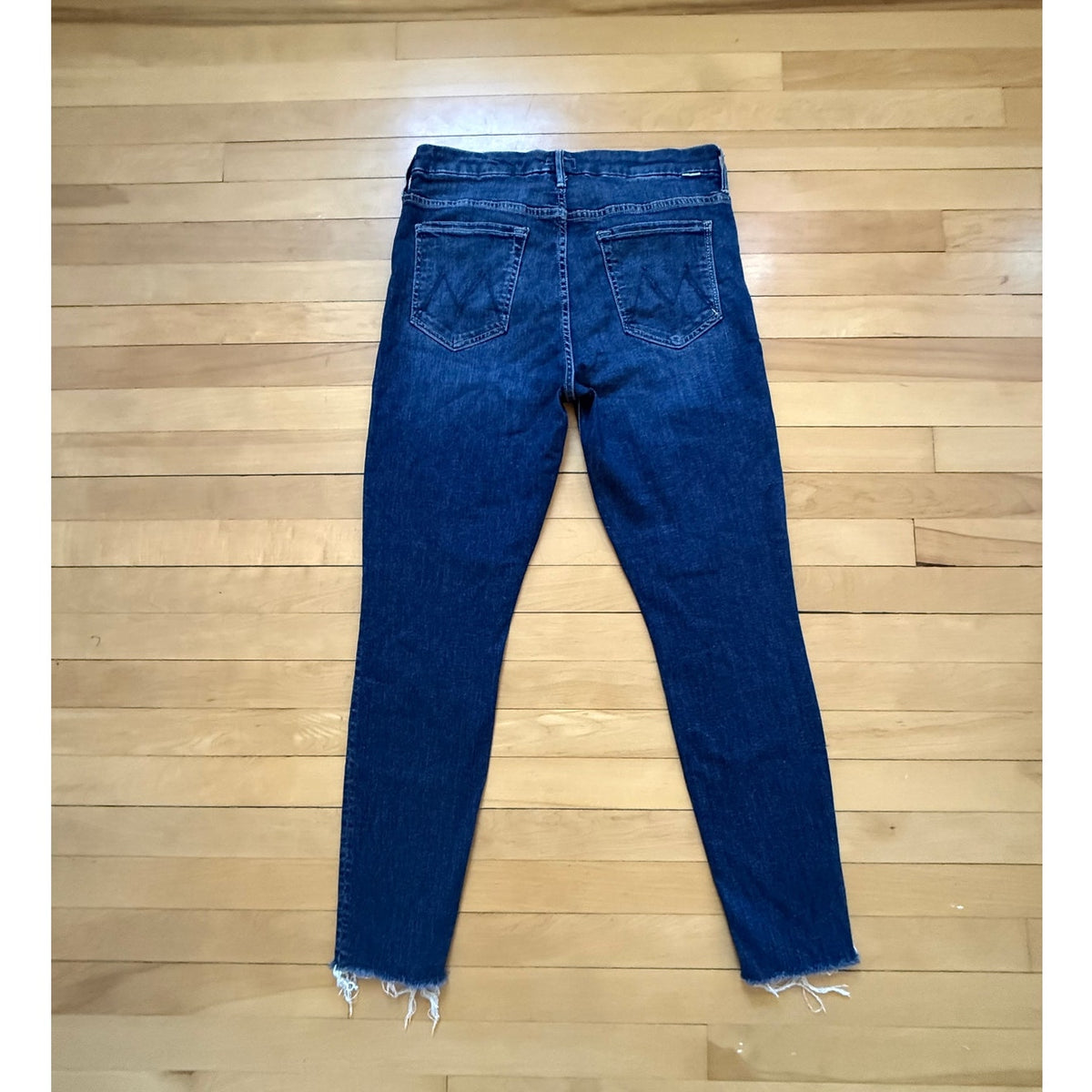 MOTHER High Waisted Looker Ankle Fray Jeans On The Edge Wash 32 EUC