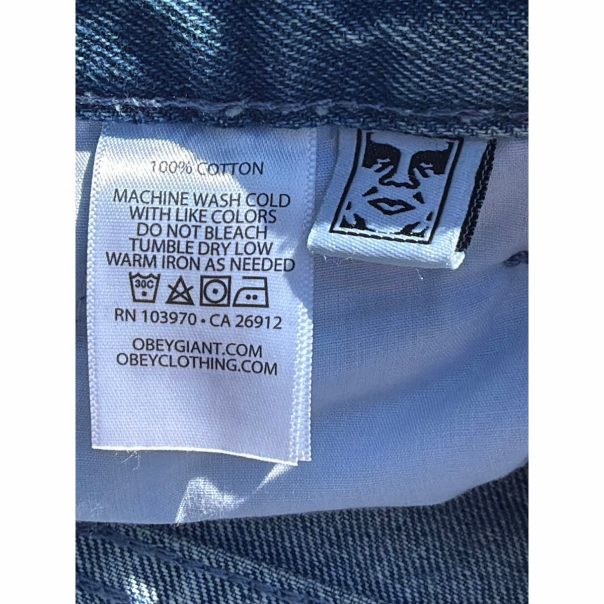 Obey Light Wash Denim Carpenter Pants Mens Size 30 Relaxed Skate Workwear Jeans