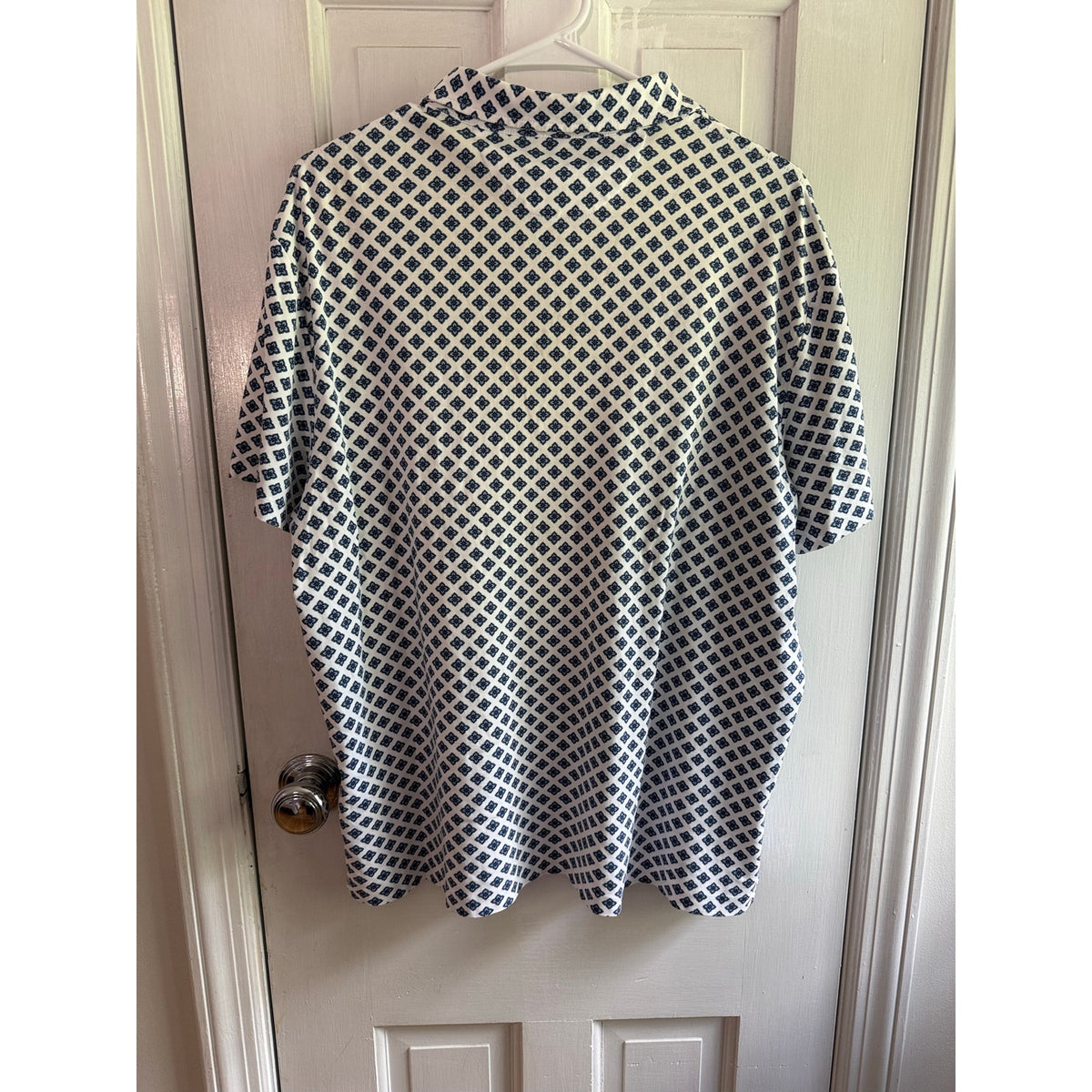 Rare Polo Ralph White with Blue Lucky Clover Pattern Polo Shirt Men's Navy Pony