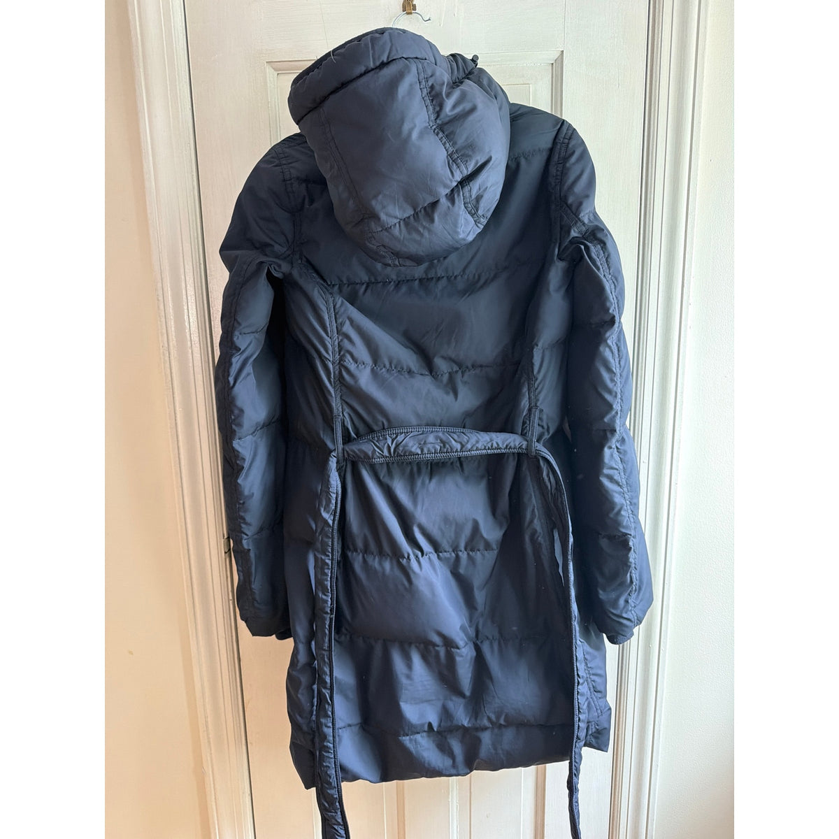 J.Crew Belted Long Down Puffer Coat - Navy Blue, Extra Small (XS)
