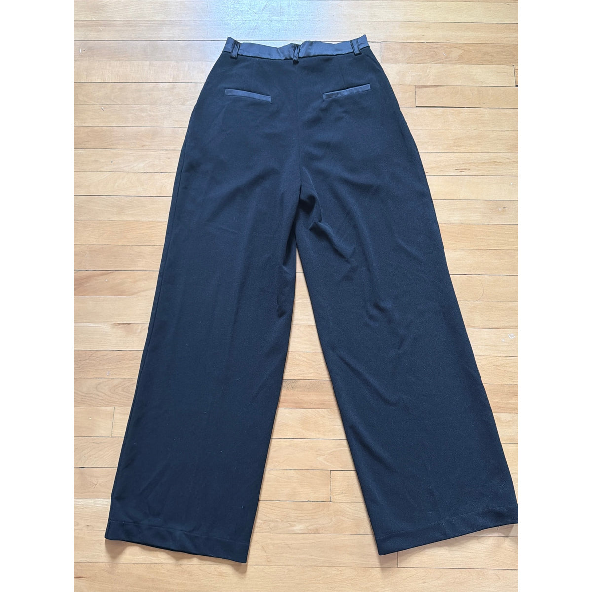 Aqua x Maeve Reilly High Rise Wide Leg Black Pants - Size Medium - Chic Workwear