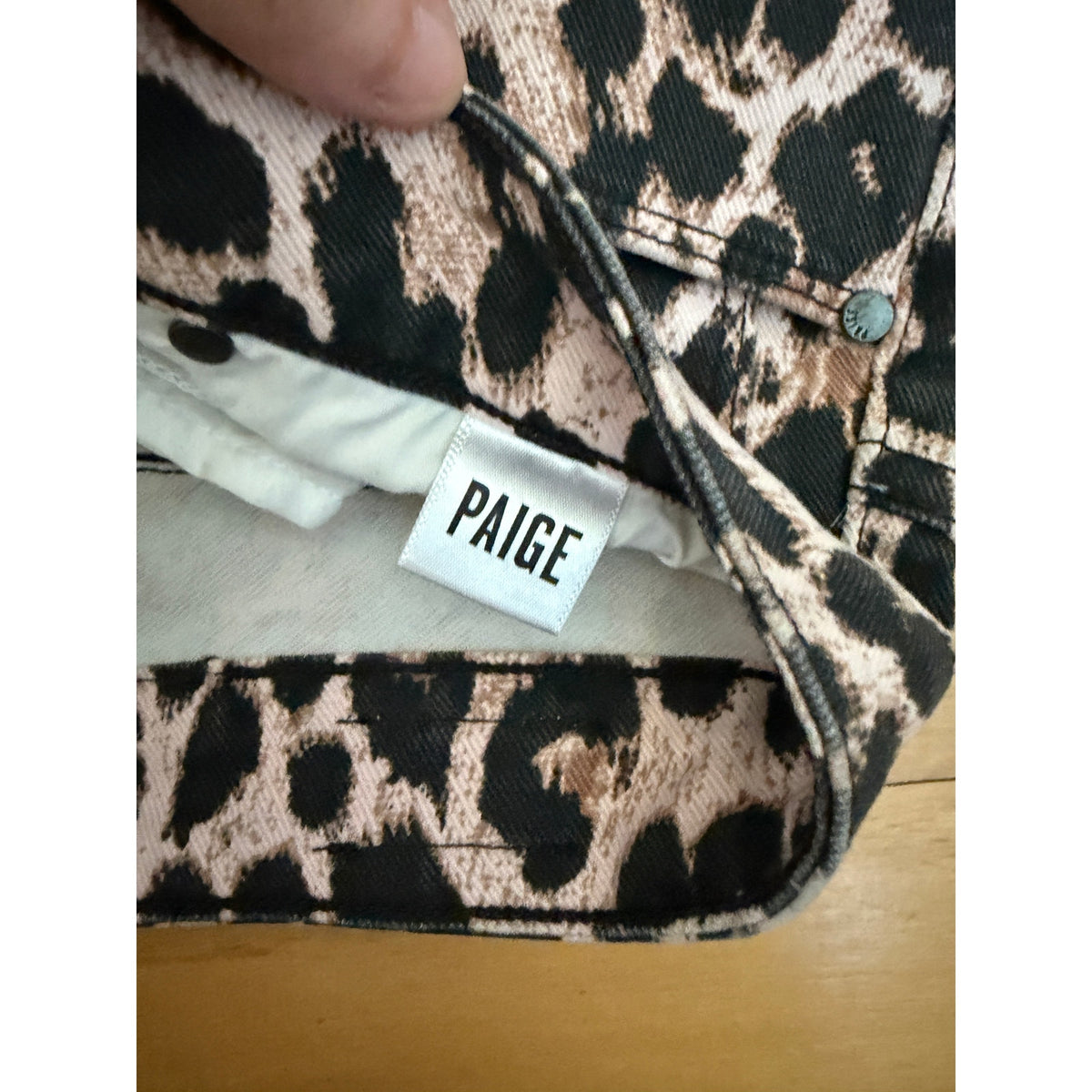 Paige Hoxton Ankle High Rise Pink Leopard Print Jeans Size 29 Raw Hem | NWT