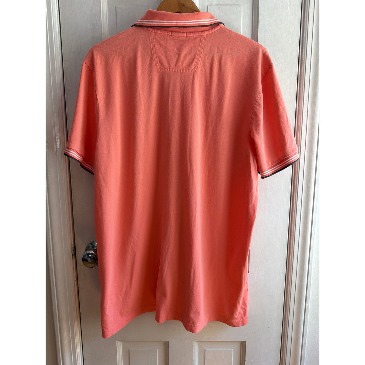 Hugo Boss Mens Slim Fit Stretch Polo Shirt Coral Pink Tipped Collar 3XL