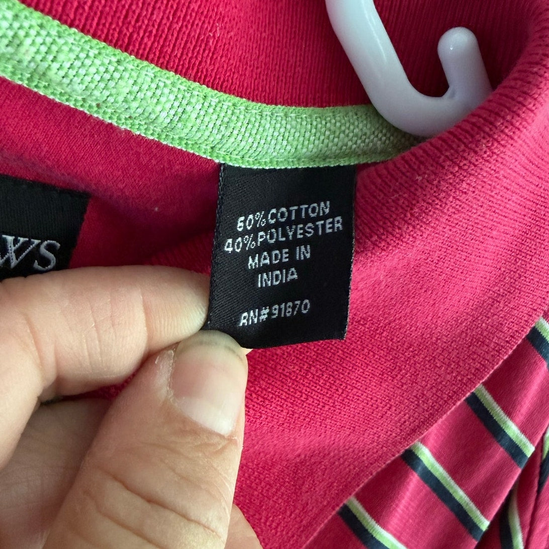 Vintage St Andrews Scotland Golf Polo Shirt Men’s Large Striped Pink EUC
