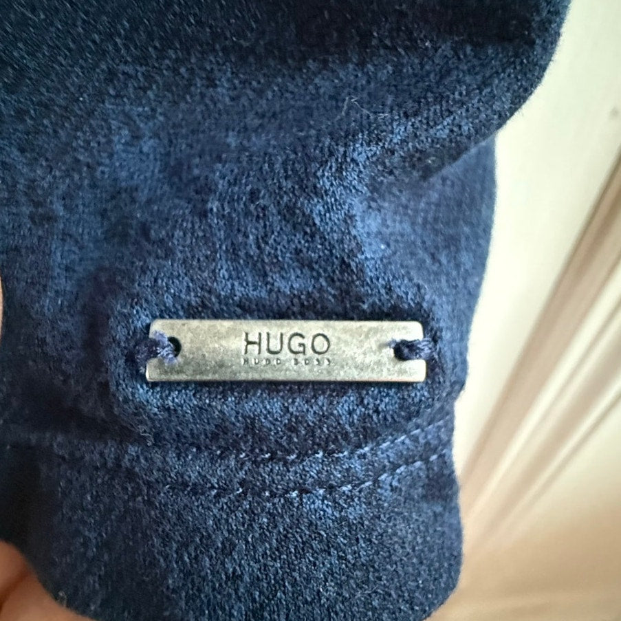 Hugo Boss Men's Knit Polo Shirt Blue US Large EU XL Short Sleeve EUC