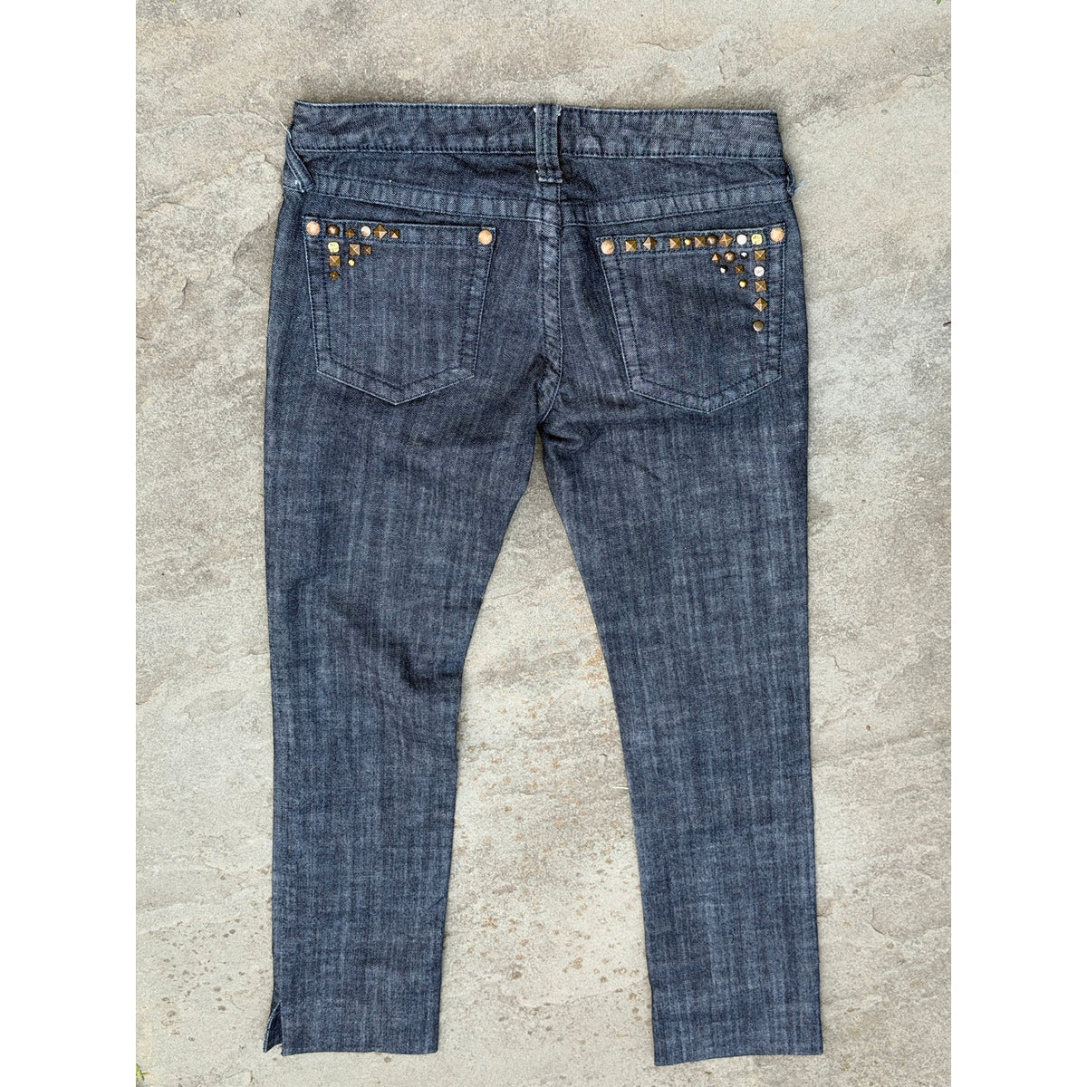 Free People Dark Wash Raw Hem Ankle Straight Jeans Size 28 Inseam 29