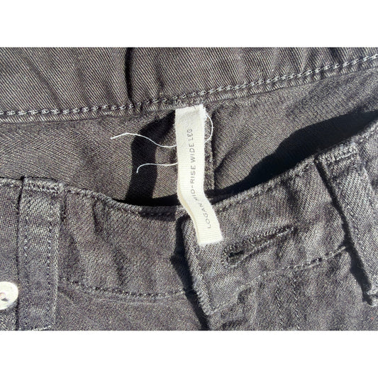 Rag & Bone Size 29 Logan Mid Rise Wide Leg Black Jean