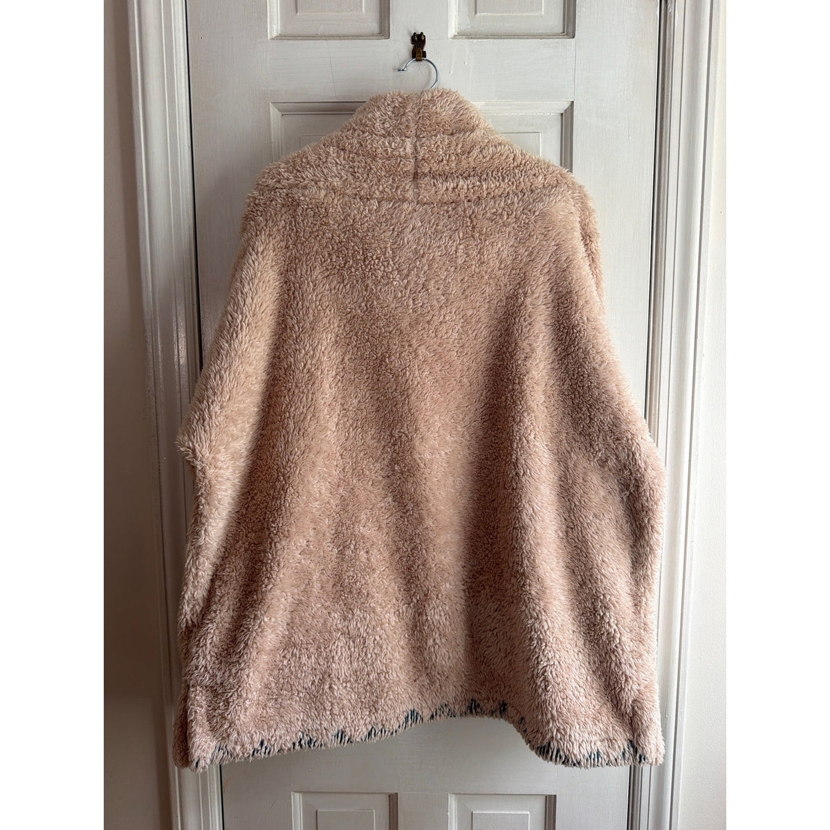 Sundance Plush Sherpa Fleece Cowl Neck Pullover Dusty Rose Tan Women's Medium