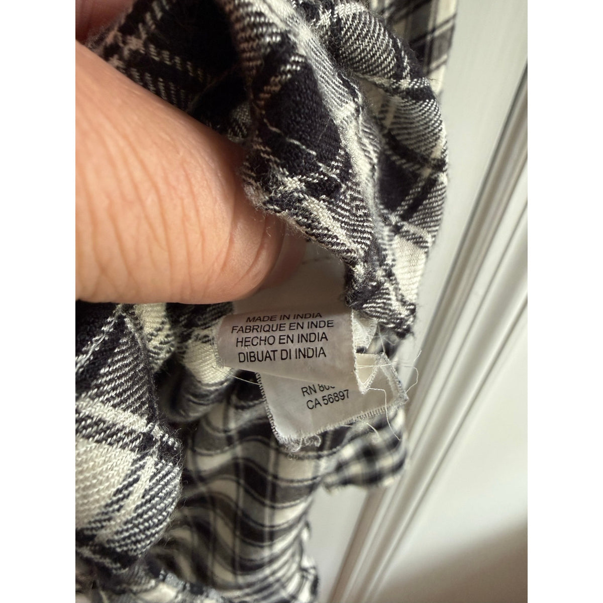 Vintage Lucky Brand Plaid Black White Shirt Dress S