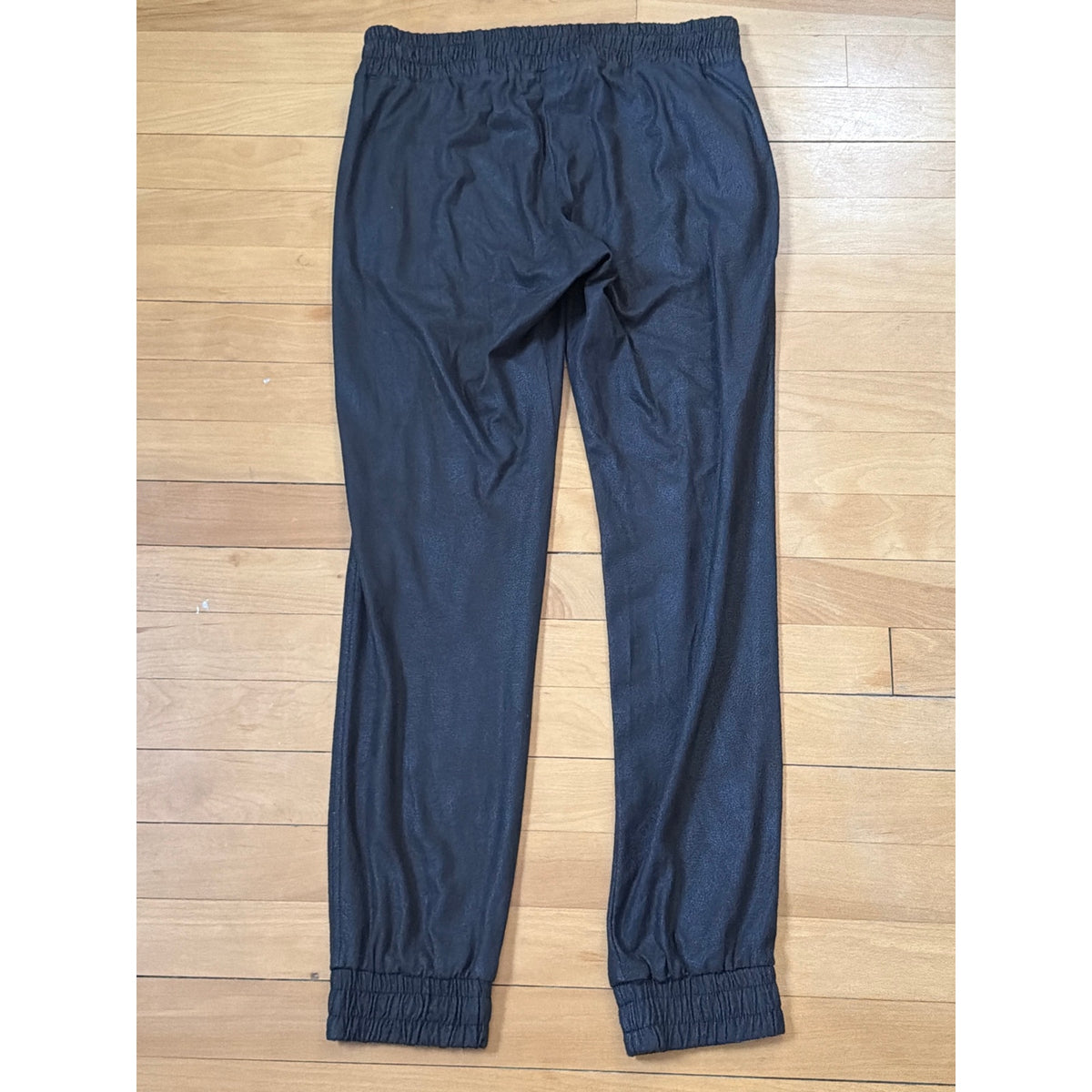 Monrow XS Women's Navy Blue Faux Vegan Leather Scrunch Ankle Sweatpants