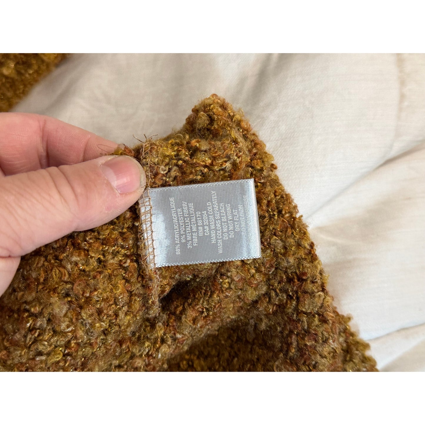 Sparkle Fade Womens Square Golden Brown Short Sleeve Sweater Small