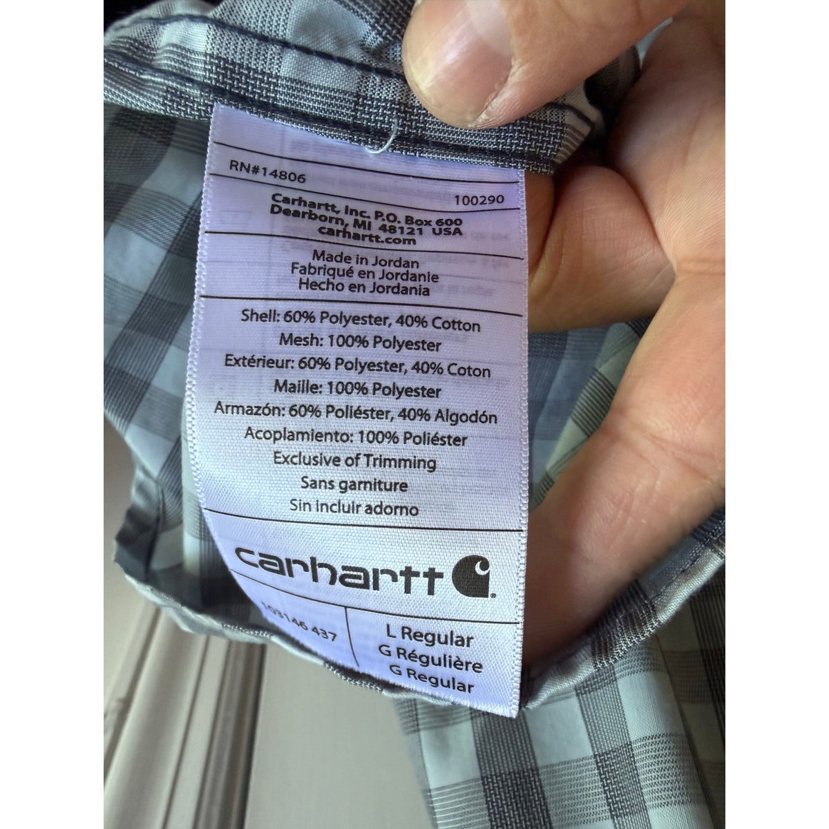 Carhartt Force Plaid Shirt Short Sleeve Mens Large L Button Up Workwear EUC