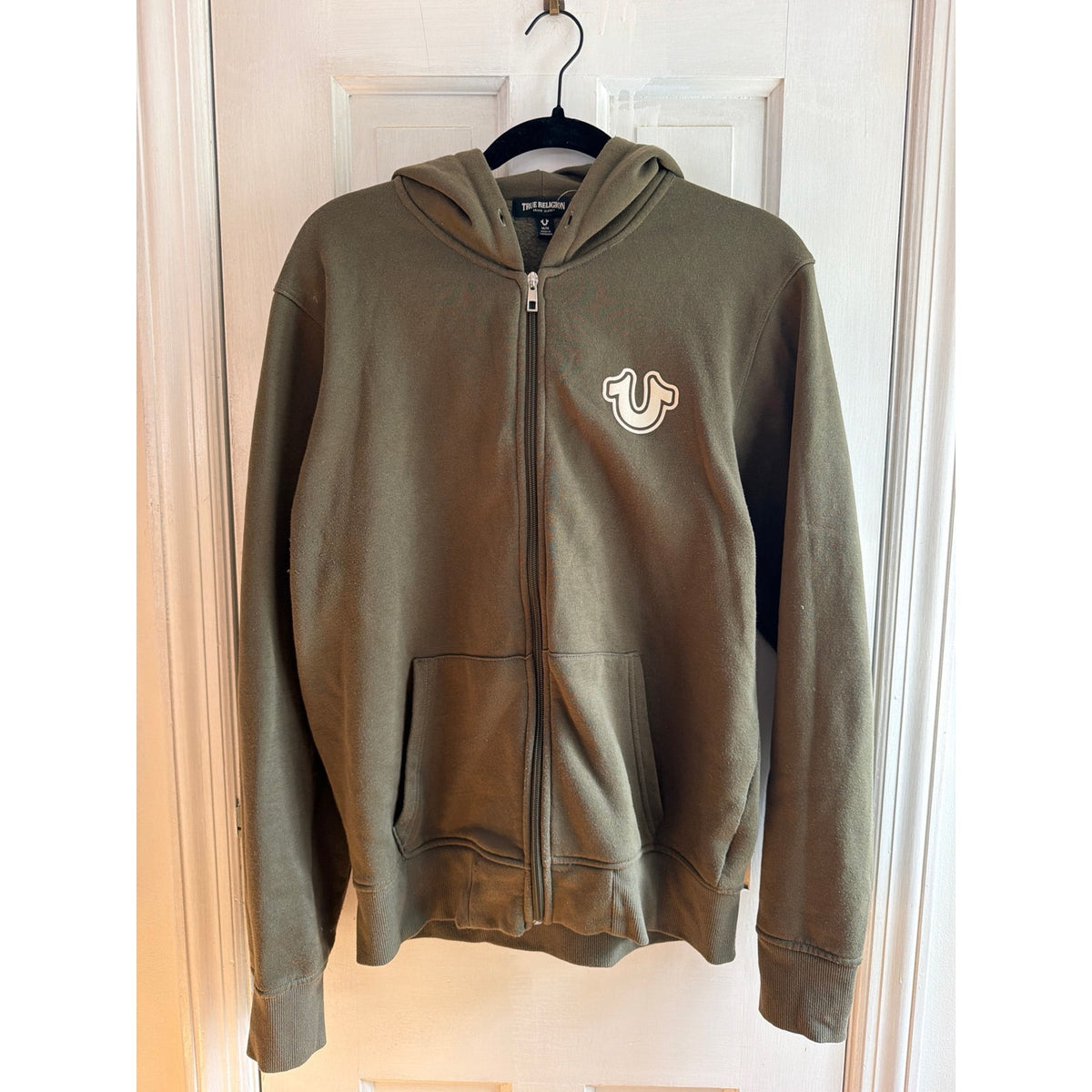 True Religion Olive Green Buddha Graphic Full-Zip Hoodie M
