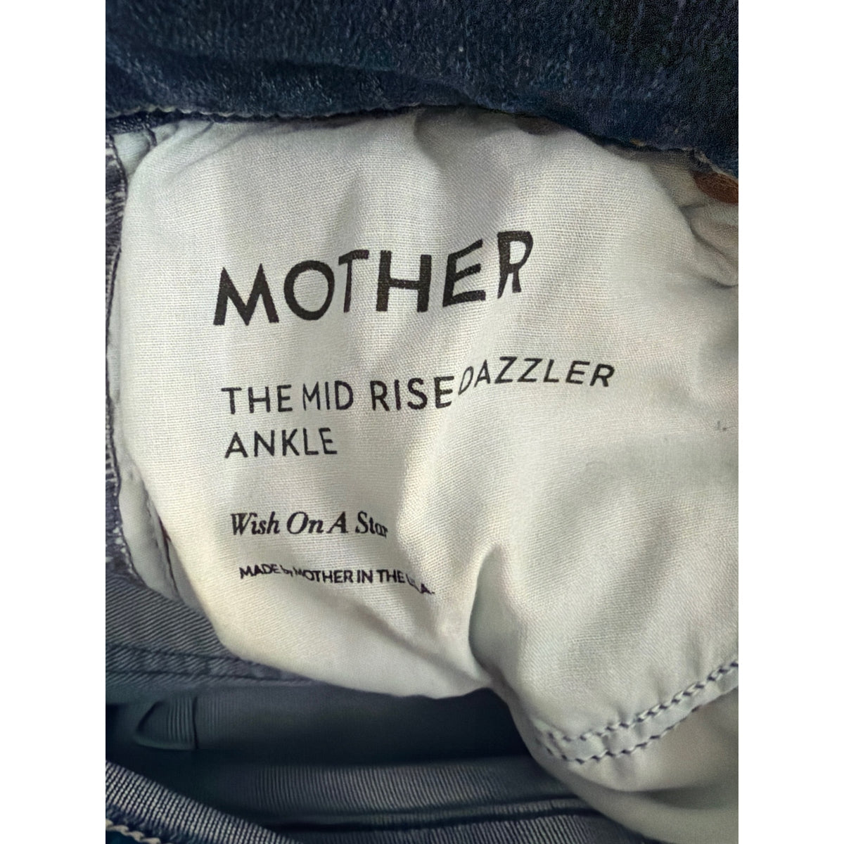 MOTHER The Mid Rise Dazzler Ankle Jeans Size 24 Wish On A Star Straight Leg Blue