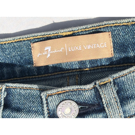 7 For All Mankind Luxe Vintage Jeans Size 23 Cropped Flip Cuff Straight