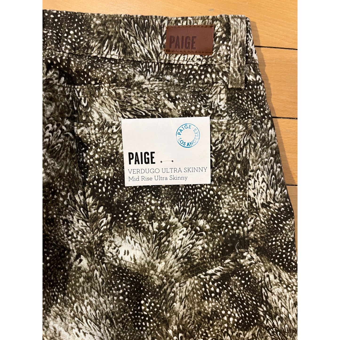 🔥 NWT Paige Verdugo Ultra Skinny Jeans Feather Print Maximalist Sx 28