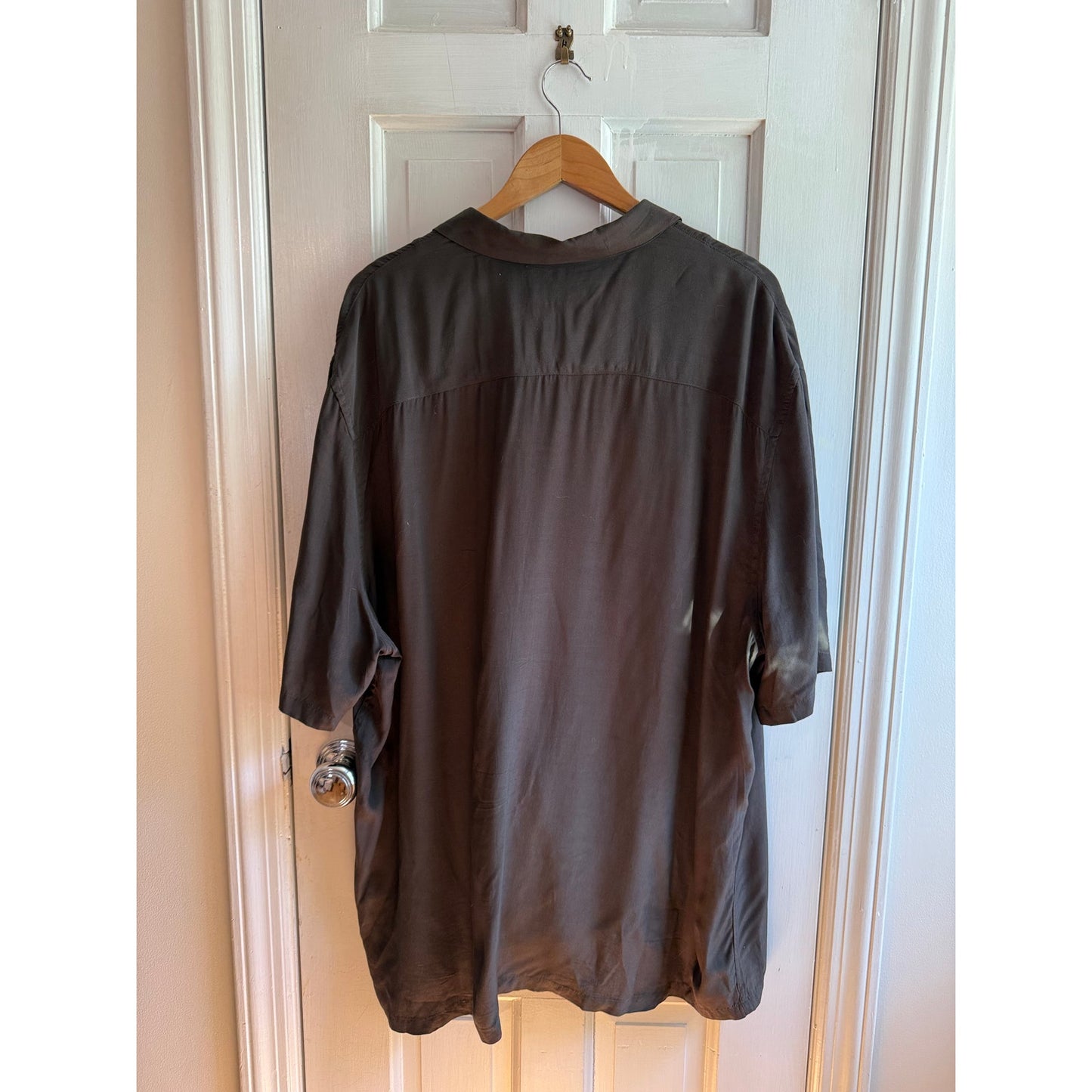AllSaints Men's XXL Short Sleeve Button Down Shirt Gray/Green EUC Relaxed Fit