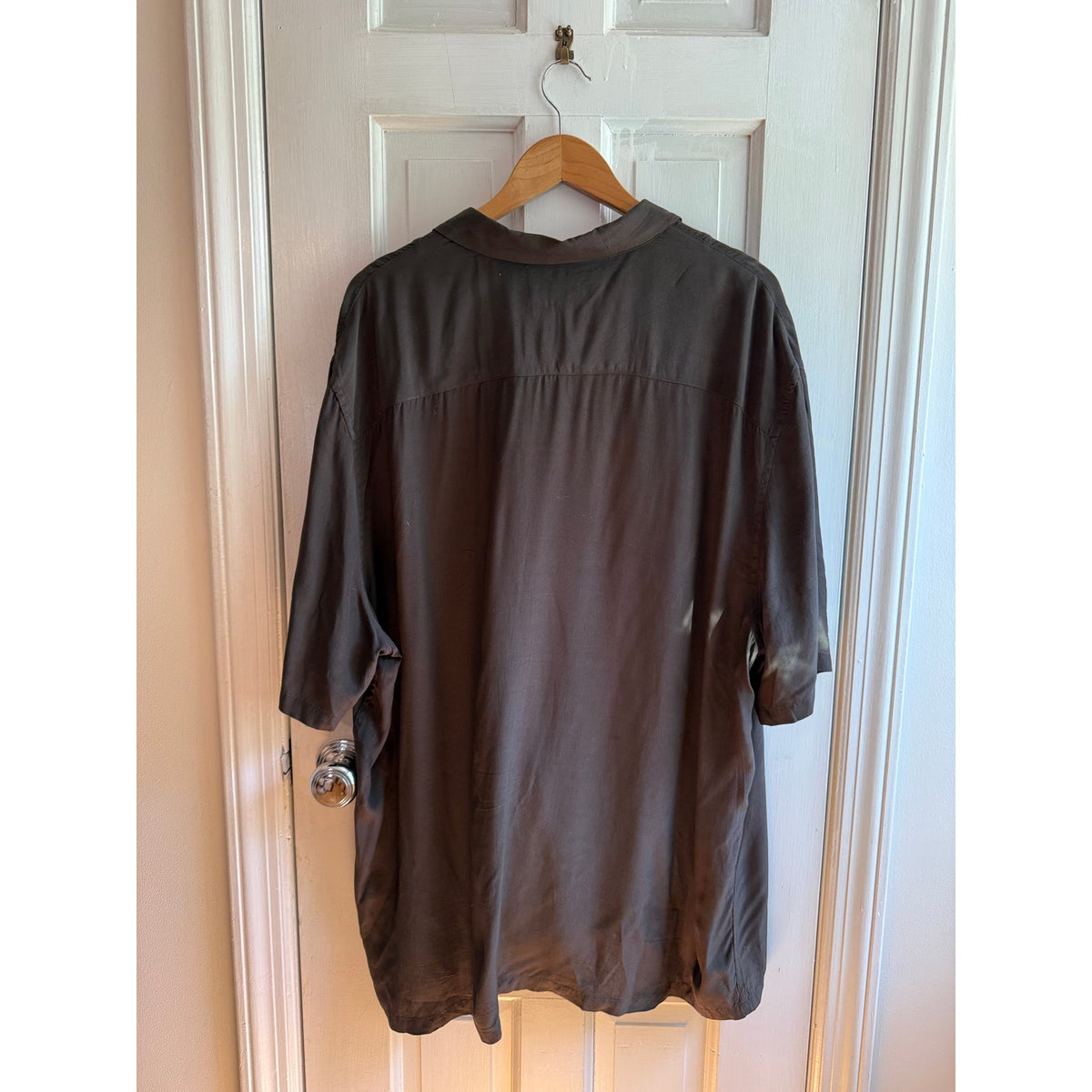 AllSaints Men's XXL Short Sleeve Button Down Shirt Gray/Green EUC Relaxed Fit