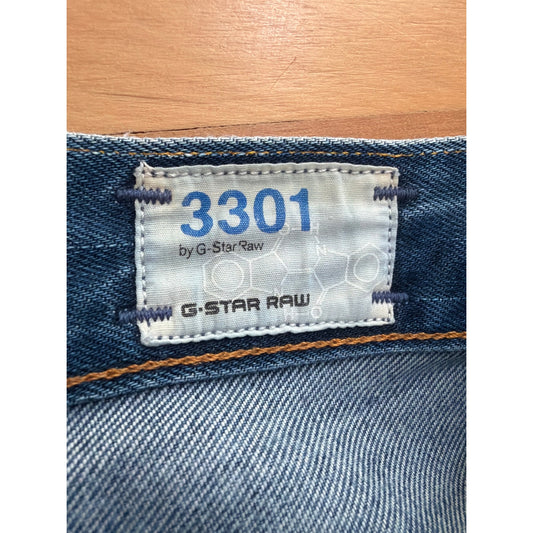 G-Star Raw "3301" 29W Classic Faded Distress Denim Jean