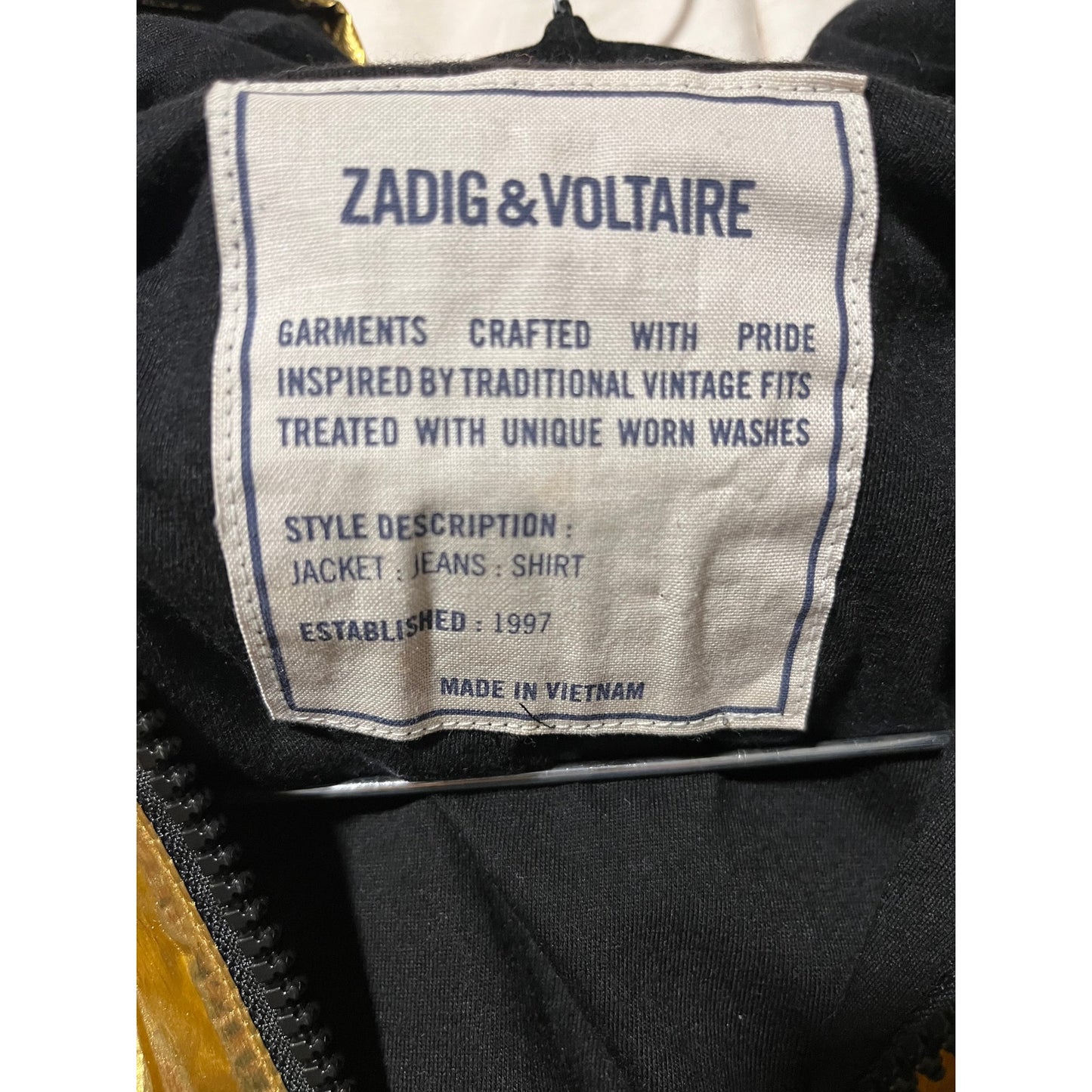 Zadig and Voltaire Metallic Gold Zip Hoodie Jacket - Small