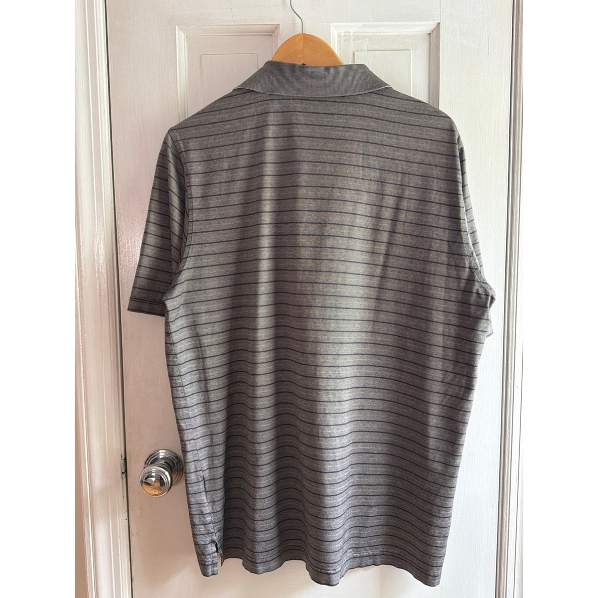 Carnoustie USGA 1894 Embroidered Striped Polo Shirt Grey Medium