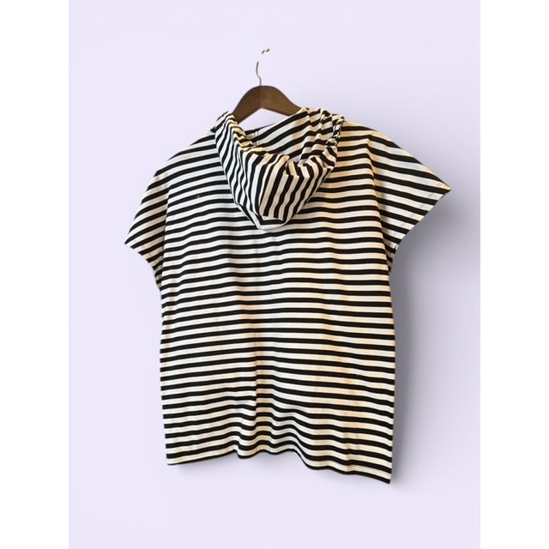 Lafayette 148 - Zebra Stripped Short Sleeve Hoodie - Small