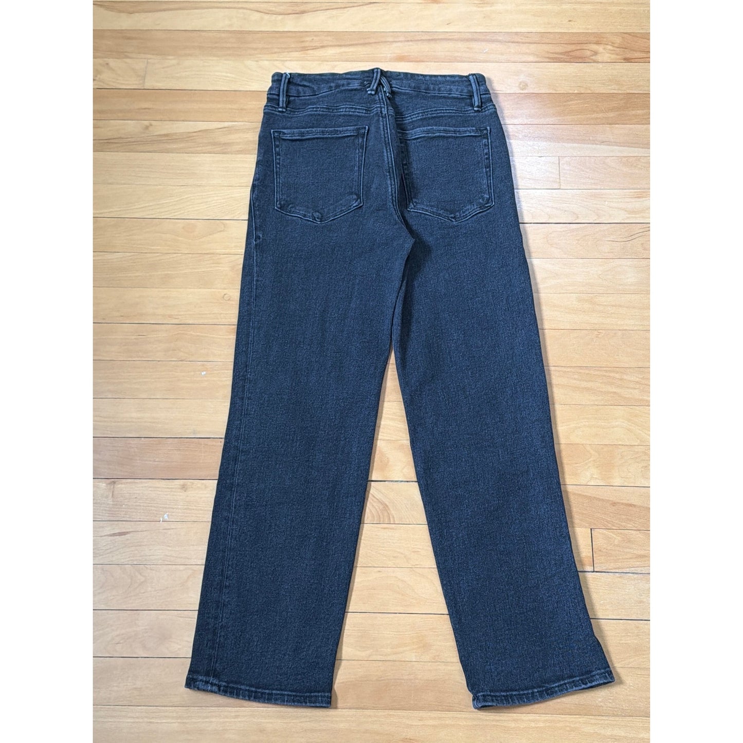 Good American Size 8/29 Black Straight Leg Mid Rise Jeans