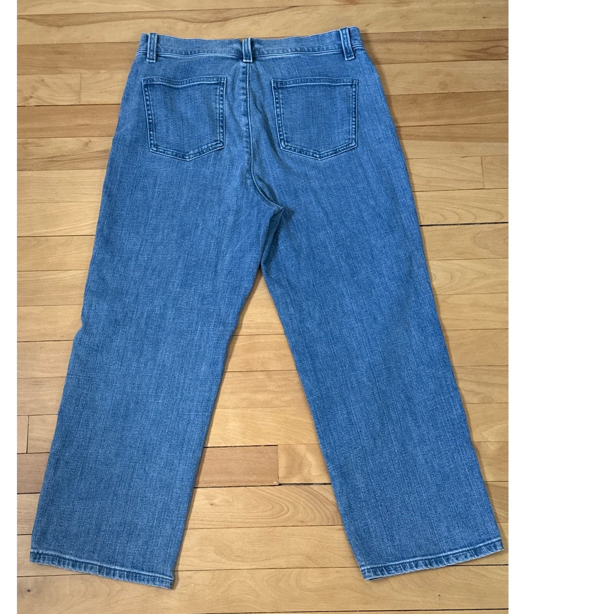 Eileen Fisher Petite Small Mid Rise Light Wash Wide Leg Jeans