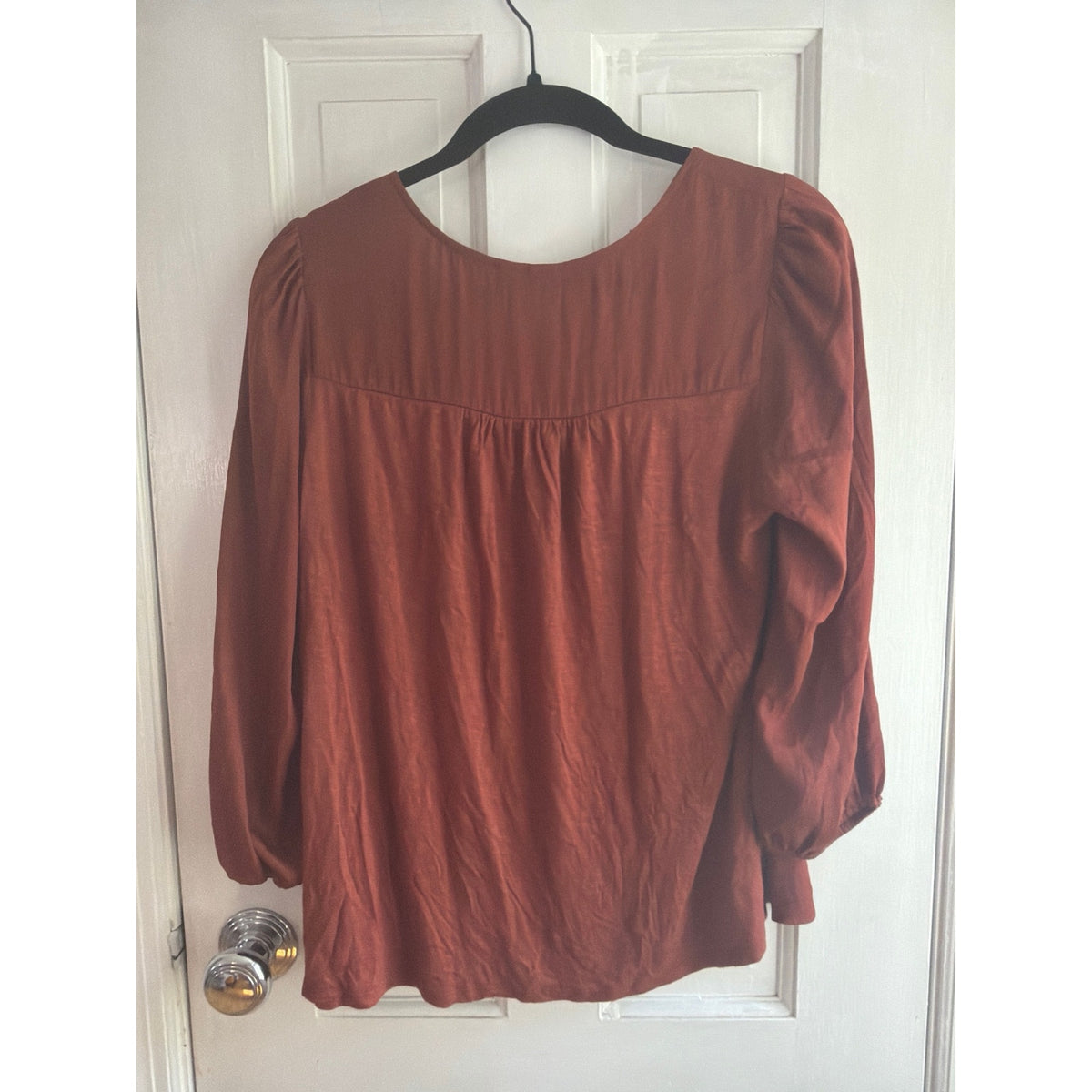 Dolan Left Coast Collection Babydoll Blouse Rust Orange Square Neck Women's S