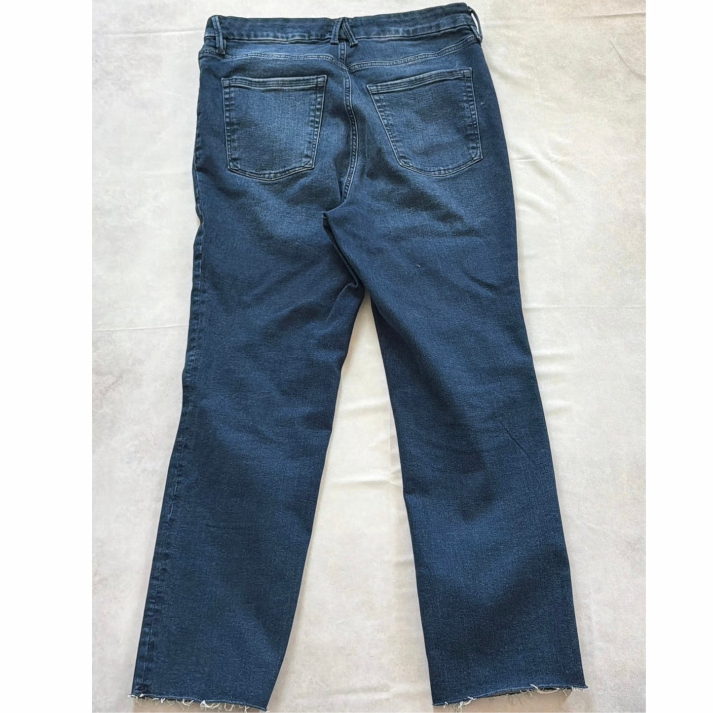 Good American Always Fits Good Classic Jeans 14-18 Dark Wash Cut Hem EUC