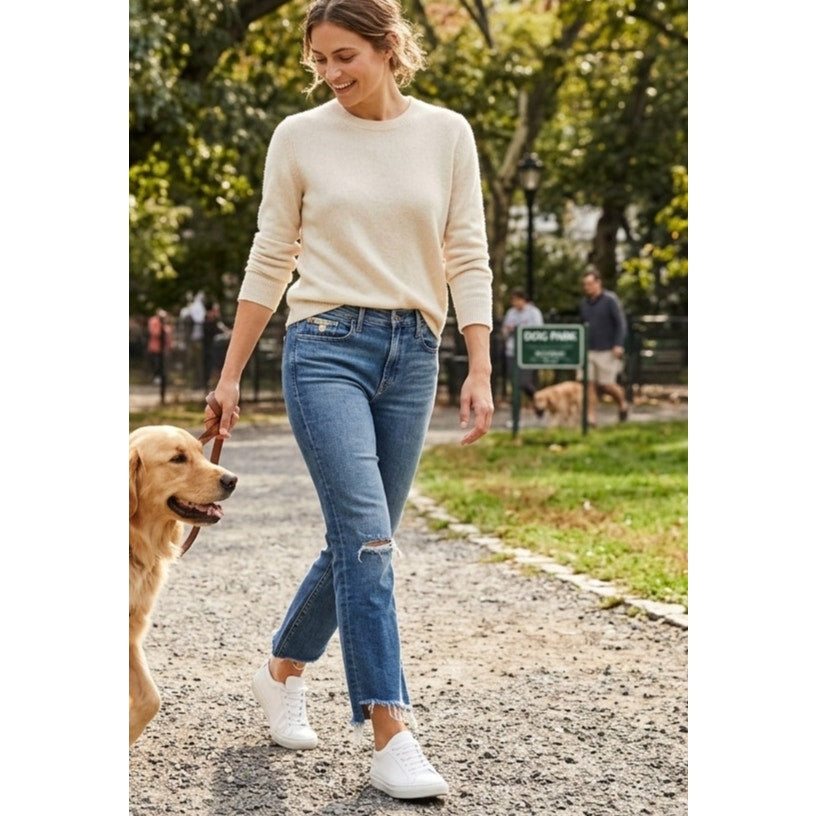 MOTHER The Insider Crop Step Fray Jeans Size 32 | Reckless On A Shiny White Vespa