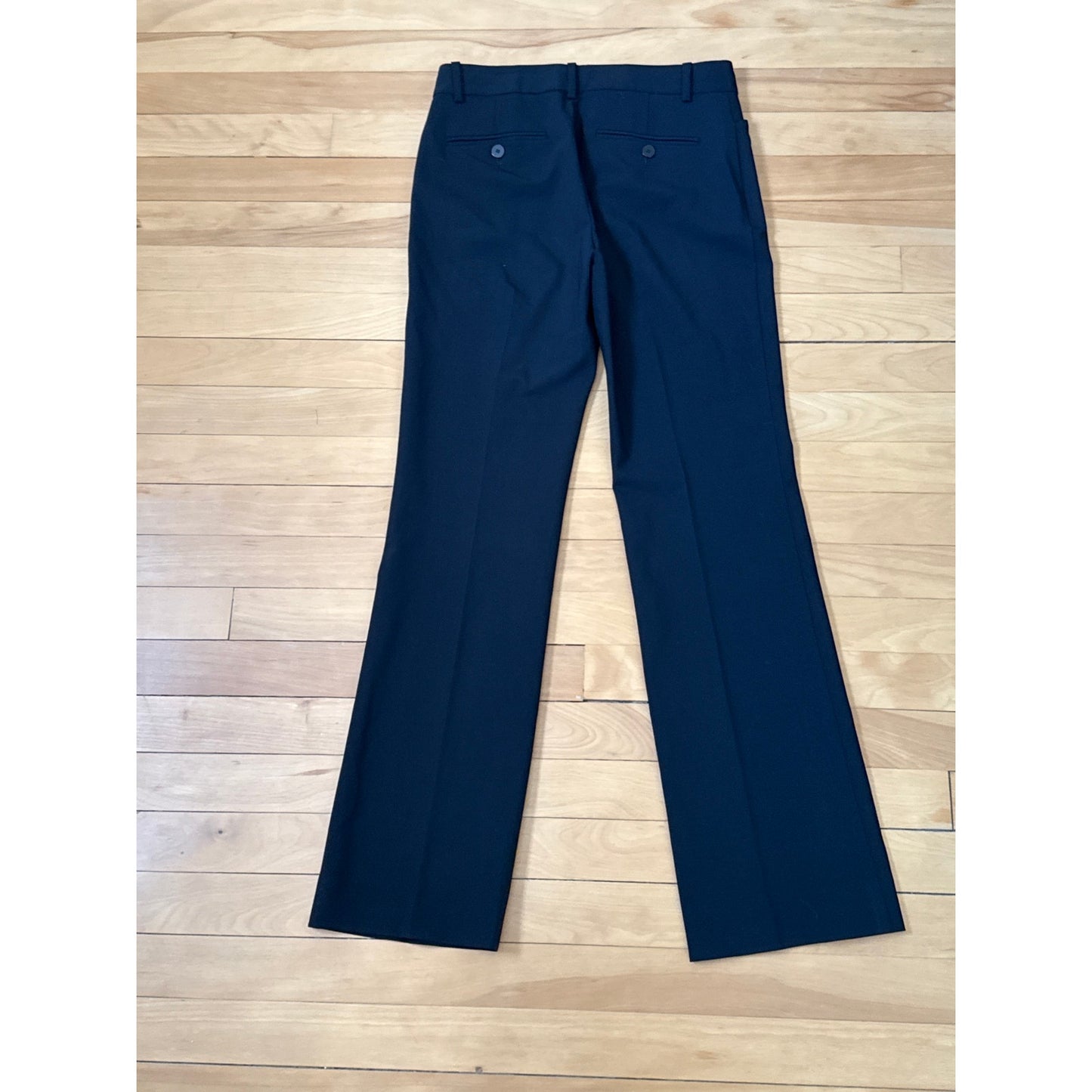 Theory Max C Trousers Size 00 Black Slim Bootcut Pants Senova Fabric EUC