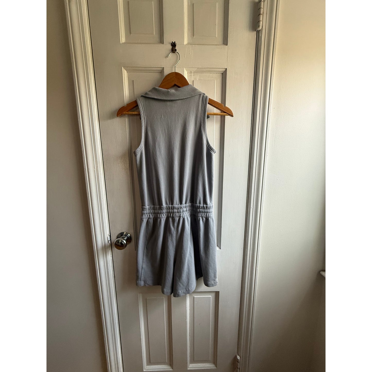Athleta Retroterry Zip-Front Romper Storm Cloud Grey EUC Size XXS
