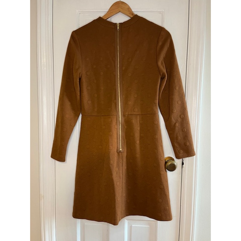 Hutch Dress - Brown Long Sleeve Raised Polka Dots- Medium