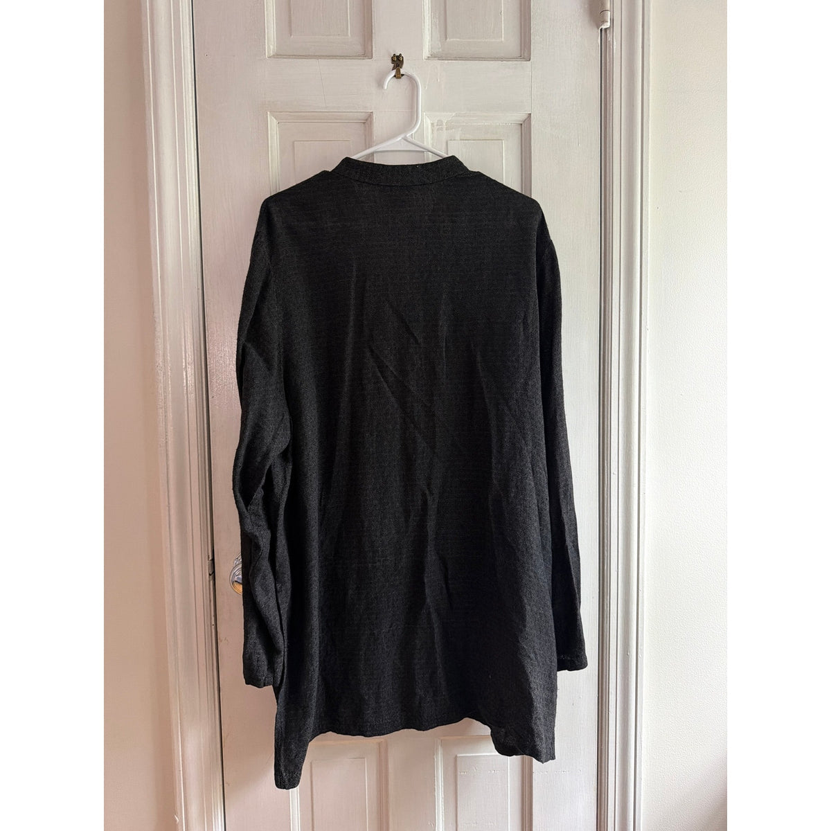 Eileen Fisher Green Linen Short Sleeve Button Front Boxy Top Size PS