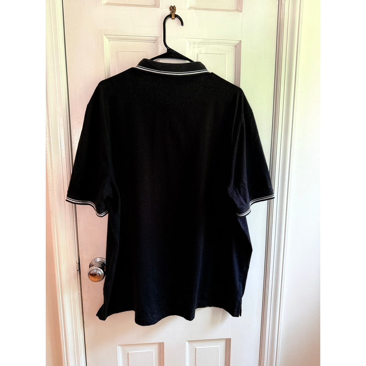 Nordstrom Tech-Smart Polo Shirt Mens XXL Black White Striped Performance EUC