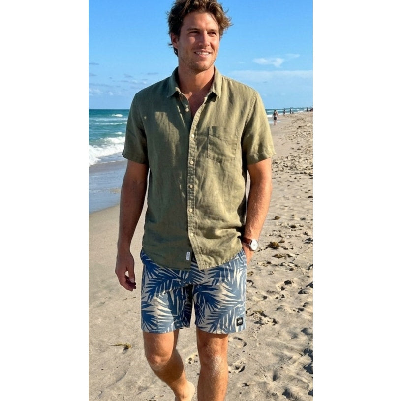 Lucky Brand Short-Sleeve Linen Shirt – Size M – EUC