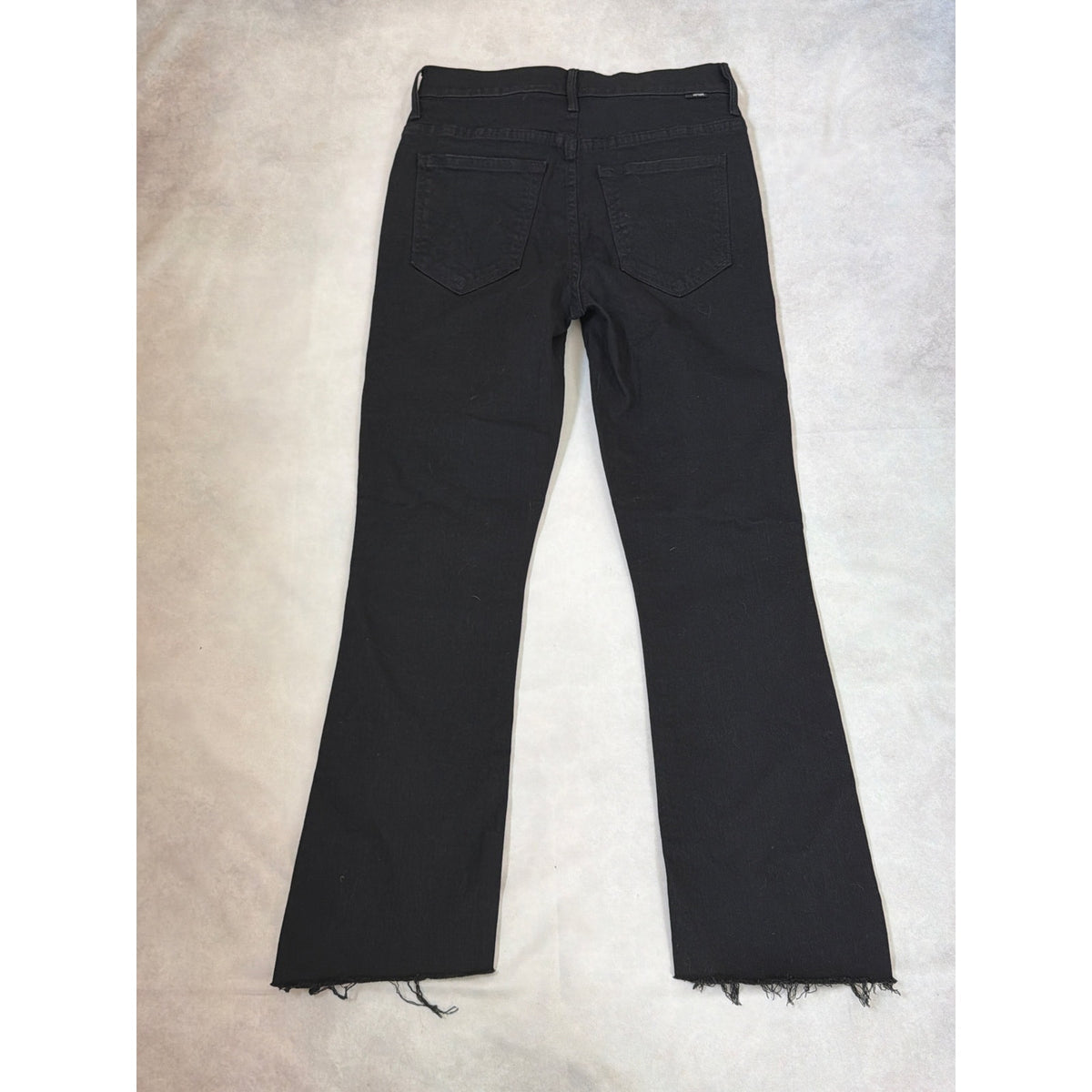 MOTHER The Insider Crop Step Fray Jeans High Rise Black Denim 27
