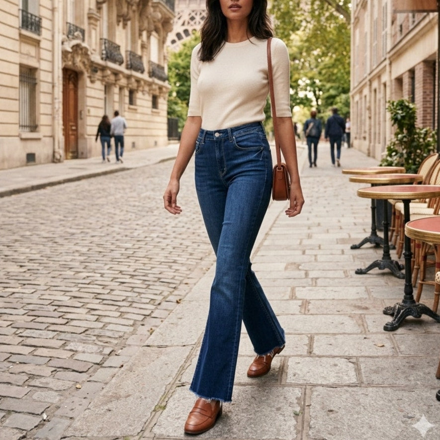 L'AGENCE Kendra Crop Flare Jeans 27 High Rise Dark Wash Columbia EUC