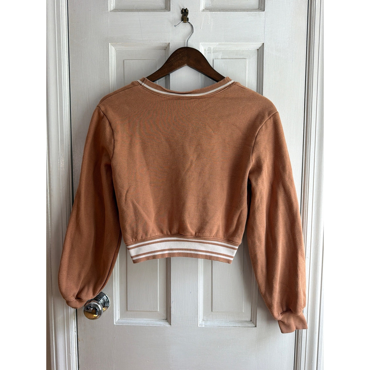PINK Victoria's Secret Full-Zip Cropped Sweatshirt - Camel / Tan, Small